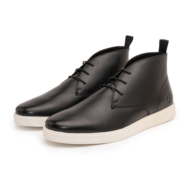 THOMAS CRICK GENUINE LEATHER CHUKKA BOOTS WITH ORTHO FOOTBED TC-2324BL - BLACK (40)