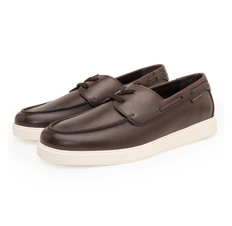 THOMAS CRICK GRAIN LEATHER BOAT SHOES WITH DUAL-TONE FINISH TC-2327BR BROWN (40)
