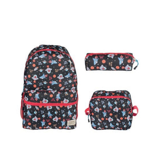 Kocak 3 Piece School Bag, Lunch Bag, Pencil Case Set - Space 8640